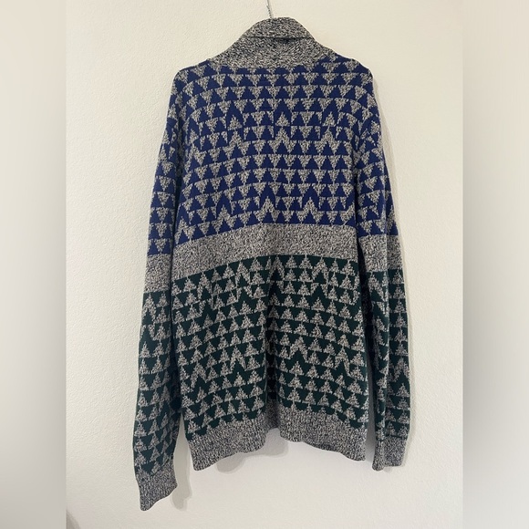 Levi's Wool Blend Diamond Knit Button Up Cardigan Sweater Gray/blue/green Size L - Picture 2 of 14